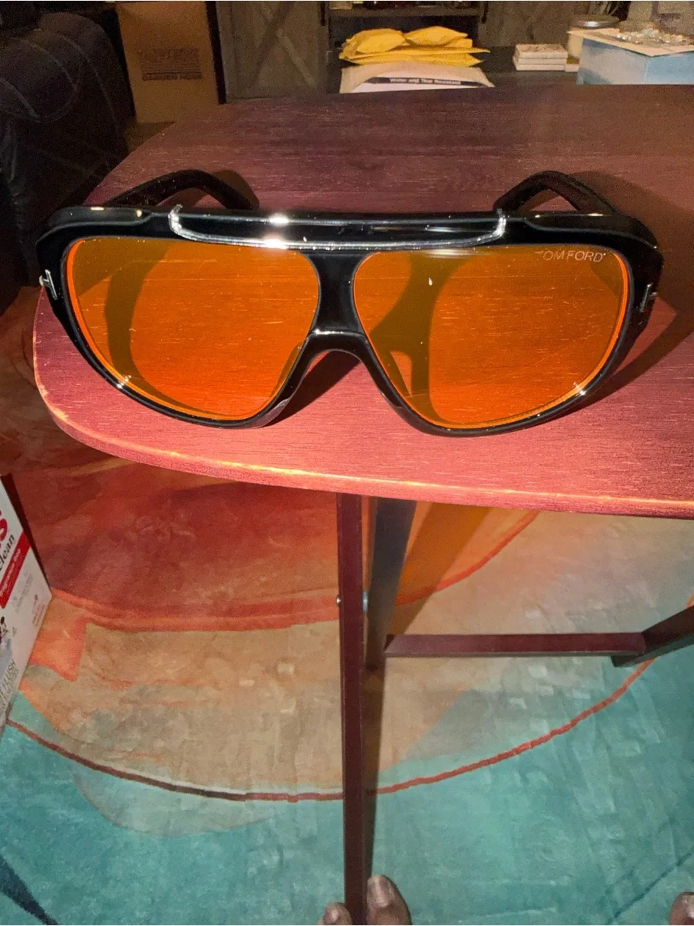 Tom Ford Black Frame Sunglasses with Orange Lenses